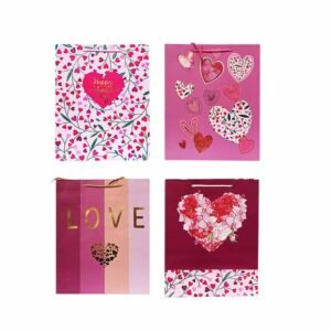 Sacola para presente estampada 18 x 23 x 10 (love vermelha) - Kaz
