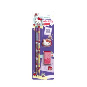 Kit escolar Hello Kitty - 2 Lápis + Apontador + Borracha - Leo&Leo