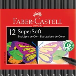 Lápis De Cor SuperSoft 12 cores (6 Neon + 6 Pastel) - Faber Castell