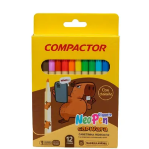 Caneta Hidrográfica Neo-Pen Gigante - Capivara - 12 cores - Compactor