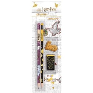 Kit escolar Harry Potter - 2 Lápis + Apontador + Borracha - Leo&Leo