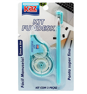 Kit fundesk corretivo roller (5mm x 6m) + caneta gel - KAZ