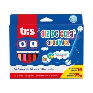 Giz Apagável - 12 Cores Regulares + 2 Metálicas + Borracha TRIS