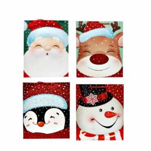 Sacola para presente estampada 18 x 23 x 10 (rostos natal) - Kaz
