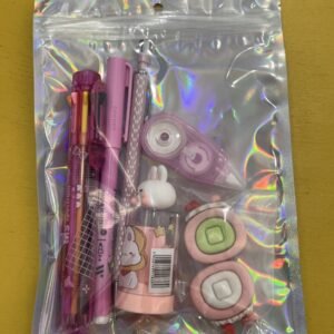 Kit Azulilás - Candy Colors 6 - Caneta spectrum, marca-texto, lapiseira, apontador, corretivo e borracha