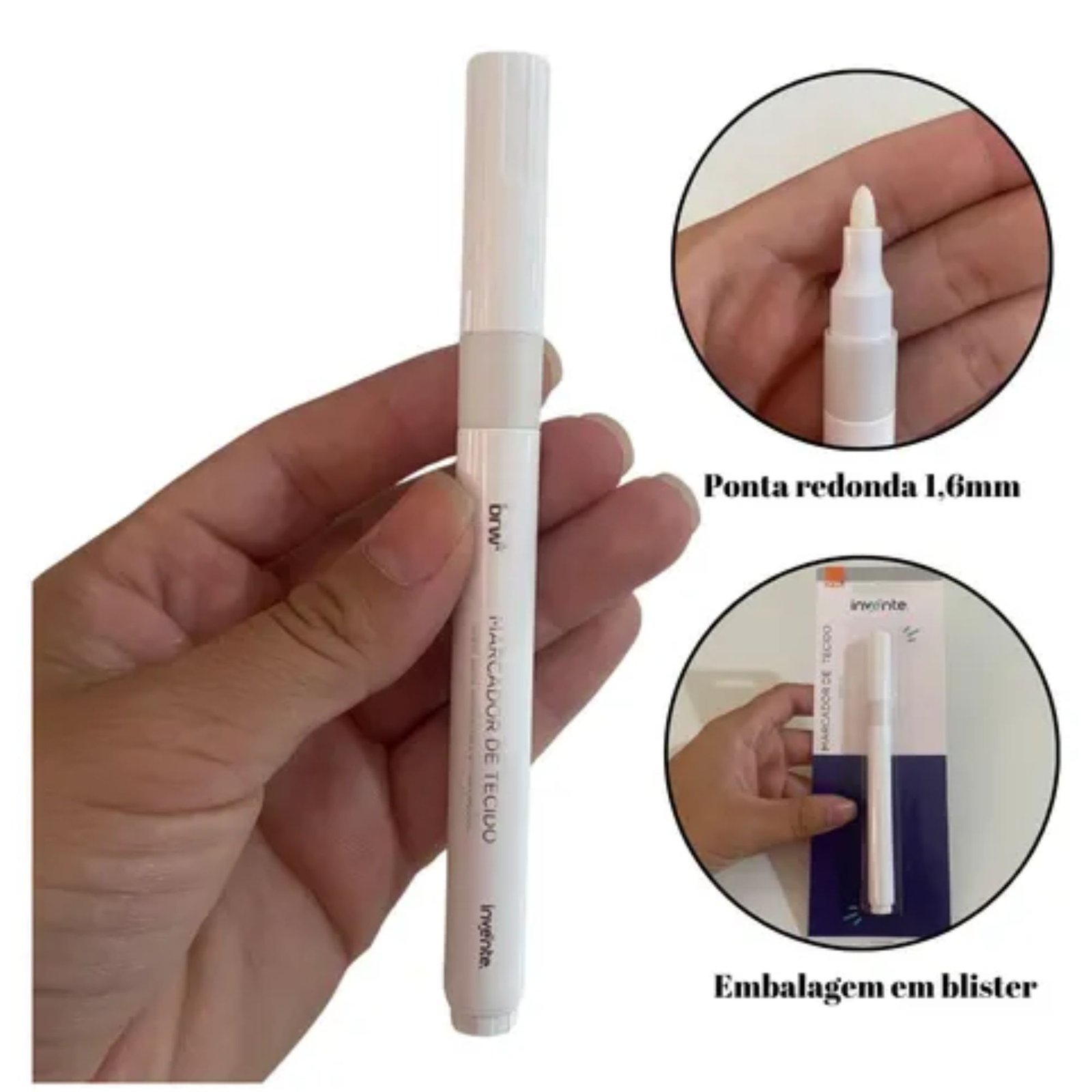 Caneta para marcar tecido - Branca - BRW - Imagem 2