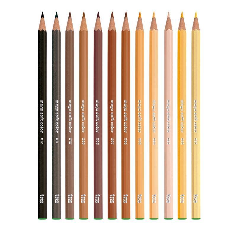 Lápis de cor Mega Soft Color - Tons de Pele - 12 Cores - Tris - Imagem 2