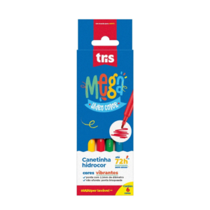 Hidrocor Ponta Fina Mega Hidro Color - 6 Cores - Tris